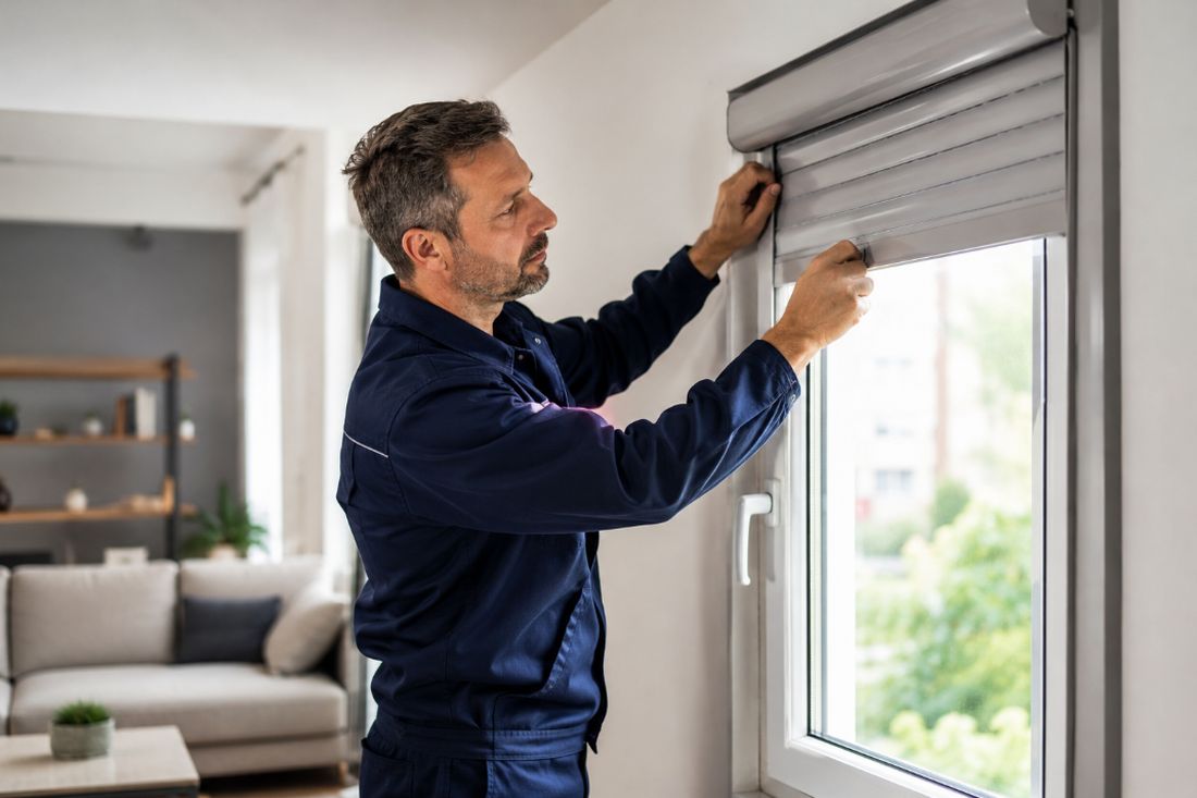 Técnico de Persivendrell Persianas El Vendrell ajustando una persiana de aluminio en una vivienda de El Vendrell
